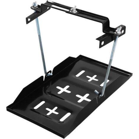 Soporte universal para batería de coche: soporte metálico de 34,5 x 20 cm con abrazaderas ajustables. (1/4)