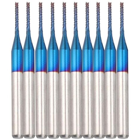 Fresa CNC con recubrimiento Nano Blue, paquete de 10, fresa cónica de carburo, 3,175 mm, fresa de punta redonda de carburo azul para fresado y grabado en máquinas CNC para placas de circuitos impresos (1/4)