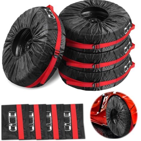 Juego de 4 fundas universales para neumáticos de 19 a 23 pulgadas, impermeables, a prueba de polvo y nieve, con asa reforzada. (1/4)