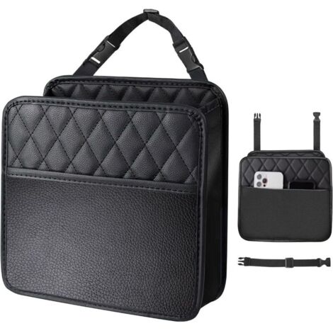 Papelera colgante para coche: bolsa plegable con correa ajustable para el respaldo del asiento. Papelera portátil para coches, todoterrenos, camiones y monovolúmenes. (1/4)