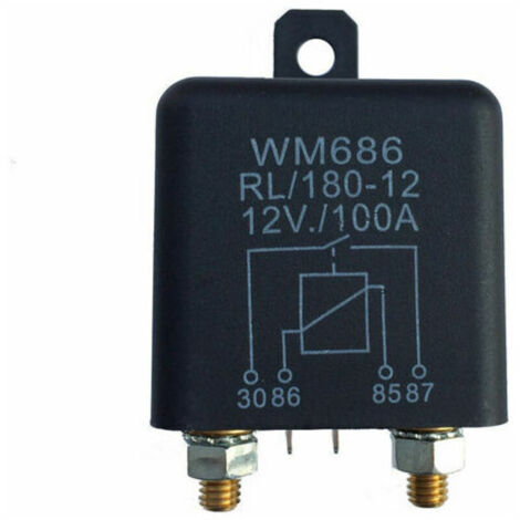 1 relé de encendido/apagado de alta corriente, 12 V CC, 100 A, 2,4 W, funcionamiento continuo, 4 pines, para coche, camión, automóvil, motor grande. (1/4)