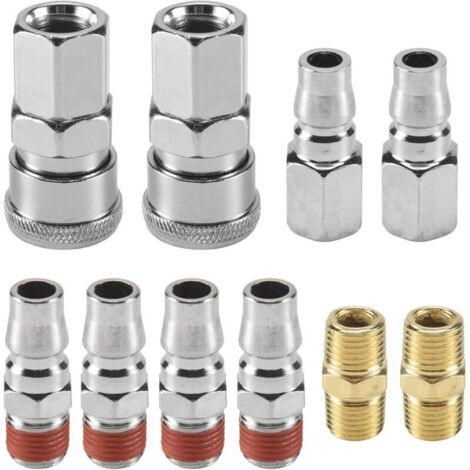 10 conectores rápidos para mangueras de compresor de aire de 1/4 de pulgada, piezas neumáticas para herramientas y equipos neumáticos. (1/4)