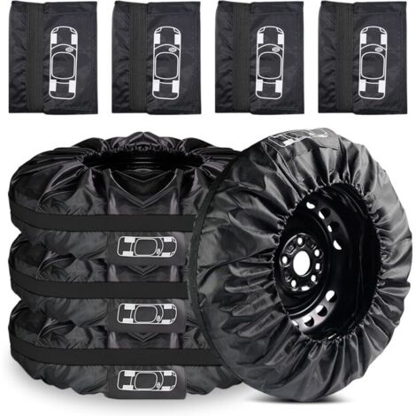 Juego de 4 fundas para neumáticos de 19 a 23 pulgadas: fundas impermeables y a prueba de polvo con asa de transporte, ideales para guardar, transportar, proteger del sol y limpiar los neumáticos. (1/4)