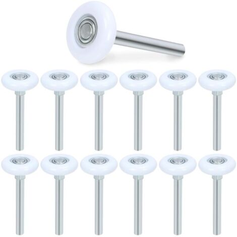 Paquete de 10 rodillos silenciosos para puertas de garaje, ruedas de repuesto de nailon, jaula doblemente reforzada, rodamiento de bolas blanco, 4,6 cm de diámetro, vástago de 10,2 cm, de alta resiste