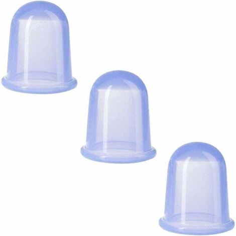 Juego de 3 ventosas de silicona tradicionales para masaje de alivio del dolor, color azul. (1/4)