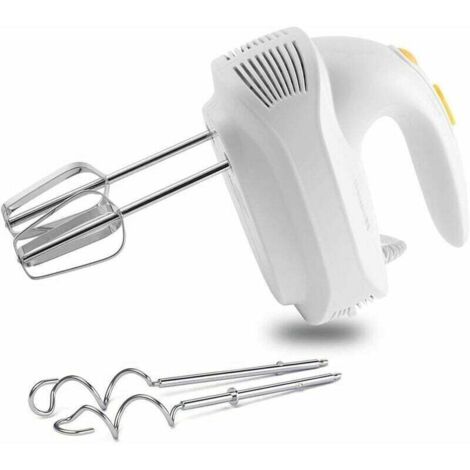 Batidora de mano eléctrica potente y silenciosa, 5 velocidades, multifuncional, 2 varillas batidoras y 2 ganchos amasadores de acero inoxidable para la preparación de pasteles y otras preparaciones. (1/4)