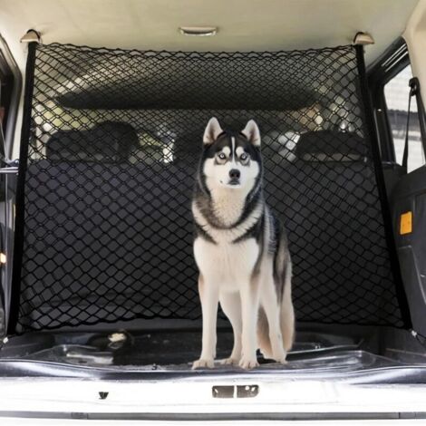 Barrera para perros para SUV, vehículos, camiones, automóviles, separador de mascotas ajustable, diseño plegable para un fácil almacenamiento, barrera de malla metálica (1/4)