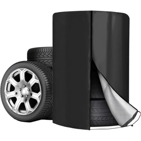 Fundas para neumáticos de coche, 85 x 120 cm, universales, para 4 neumáticos, impermeables, para almacenamiento de neumáticos (negras) (1/4)