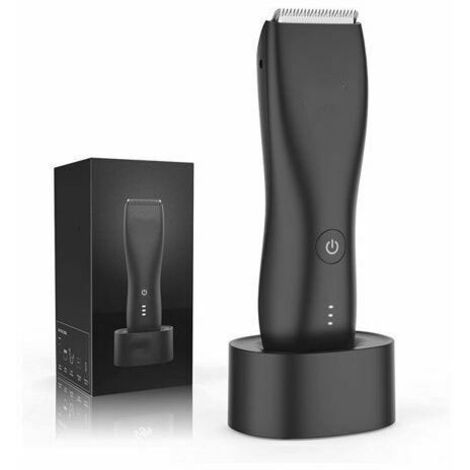 Recortador de vello púbico para hombres, recortador eléctrico de vello corporal para hombres, ingle y cuerpo con estación de carga para testículos, afeitadora impermeable de máxima higiene masculina. (1/5)