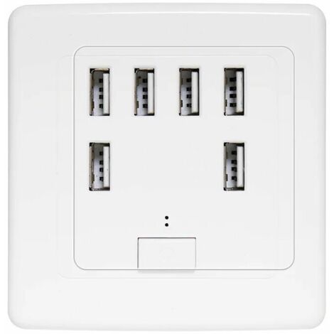 Toma de pared USB universal, 6 puertos integrados, panel de carga de 220 V 4 A, carga rápida