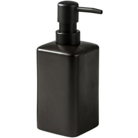 Dispensador de jabón de baño de 360 ml, botella individual de cerámica, botella para loción, accesorios de baño, negro, cuadrado (1/4)