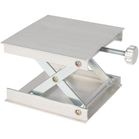 Gato de laboratorio, plataforma elevadora de aleación de aluminio de 90 x 90 mm, mesa de soporte de laboratorio, altura ajustable de 20 a 85 mm, capacidad de carga de 5 kg.