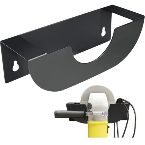 Soporte de pared para amoladora angular (115 mm-125 mm), 16 x 5 x 5 cm, soporte metálico resistente para garaje y taller, gancho de almacenamiento compatible con amoladoras de 4,5" a 5" (negro) (1/4)