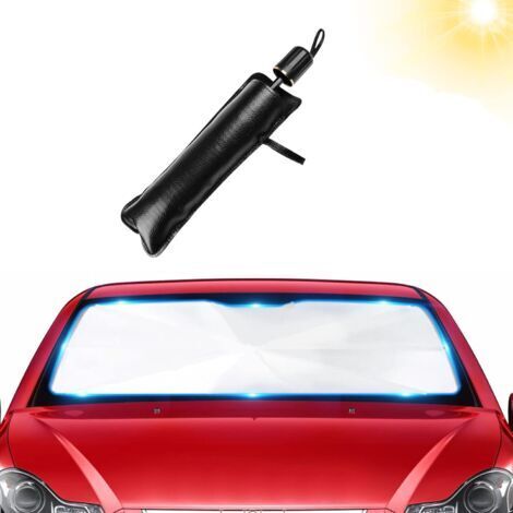 Protector solar para auto, parasol para auto, parasol para automóvil, protector solar para parabrisas, protección UV, parasol plegable, 79 x 145 cm. (1/5)