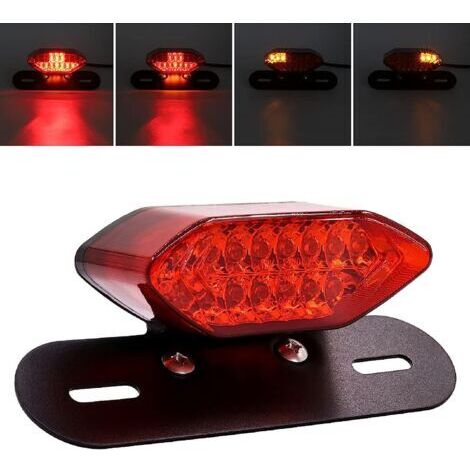 Luz trasera LED para motocicleta, intermitente de motocicleta, indicador de luz de freno trasera, iluminación de placa de matrícula, 12 V. (1/5)
