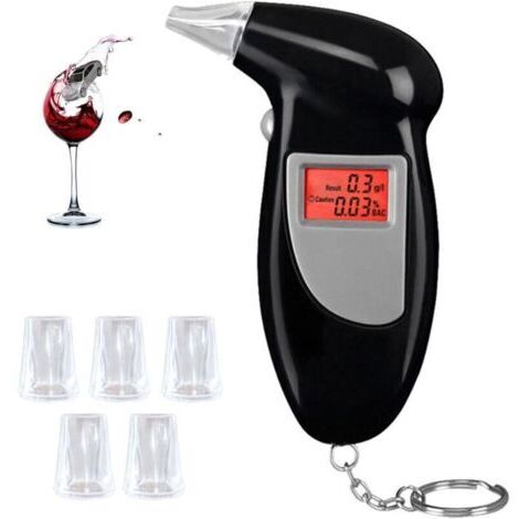 Digital Alcohol Test Device, Portable Breath Alcohol Tester with LCD Display, Universal Adaptation, Fast Reaction Time – Plastic, Keychain Included (Batteries Not Included in Delivery) (1/4)