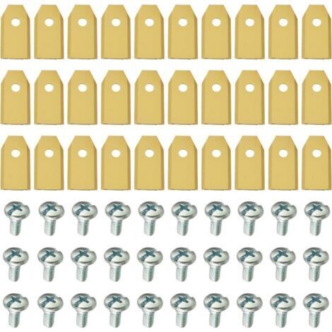 Juego de 30 cuchillas para robot cortacésped, cuchillas de repuesto universal, 35 × 18 × 0,6 mm, color dorado. (1/4)