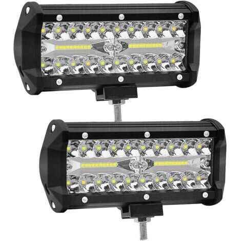 2 piezas de luz LED de trabajo de 7 pulgadas, 120 W, luces de trabajo para vehículos, 12 V / 24 V, luz de trabajo con función anti-deslizamiento, 6000 K, 15.000 lm (1/5)