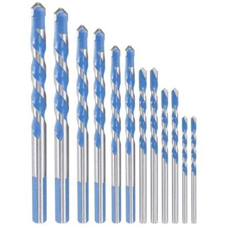 Set de 12 perforadores para mampostería de carburo, 3-12 mm, para mampostería de ladrillo, cemento, hormigón, vidrio y madera (1/4)