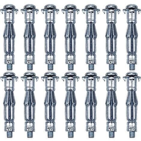 20 Piezas de Anclajes M6×50 mm para Espacios Vacíos, Anclajes de Expansión de Metal, Tornillos de Anclaje de Expansión, Anclajes de Metal para Paredes Huecas y Paneles de Yeso (1/5)