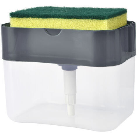 Dispensador de jabón con bomba y esponja, prensa manual para limpiar el líquido, contenedor, prensa manual, almacenamiento de jabón (1/5)