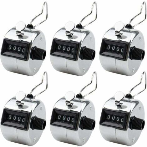 Set de 6 contadores manuales de 4 dígitos, contadores mecánicos de clic para contar personas o puntos manualmente – 4,5 × 4,5 × 3 cm (1/5)