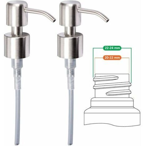 Repuesto para dispensador de jabón líquido – Acero inoxidable, superficie pulida, 2 piezas – 24 mm, Sunny (1/5)