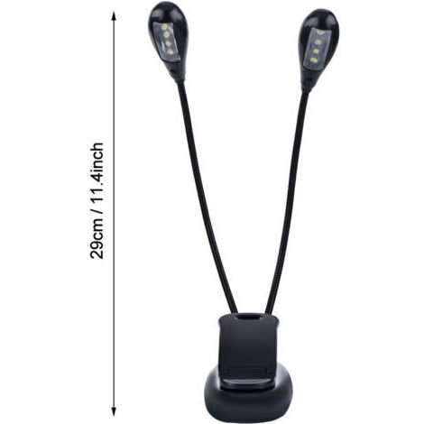 Lámpara de mesa musical, minilámpara de 8 LED con doble luz, lámpara de clip ajustable con cable USB para leer, para libros, mesas y mesitas. (1/4)