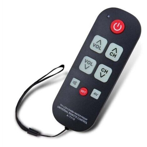 Control universal con iluminación LED y protección contra agua para personas mayores, compatible con televisores. (1/4)
