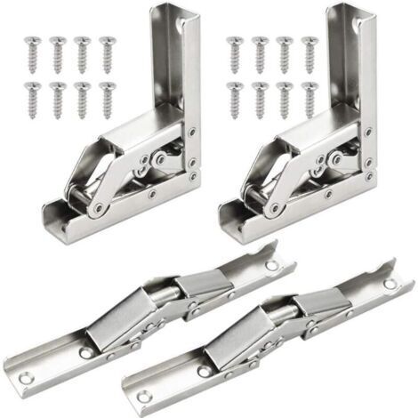 Gonchos de puerta, gonchos de gabinete plegable con giro de 90°/180°, gonchos para gabinetes plegables, mesas auxiliares y consolas, 4 piezas (1/4)