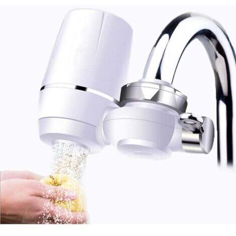Purificador de agua para grifos, purificador de agua para grifo de cocina para limpiar el agua, elimina contaminantes y sarro filtro de agua pequeño y lavable con cerámica para dispensadores que gotea