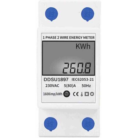 Contador monofásico DIN rail – medición precisa hasta 80 A – instalación para sistemas de 1 o 2 fases – para cuadros eléctricos profesionales