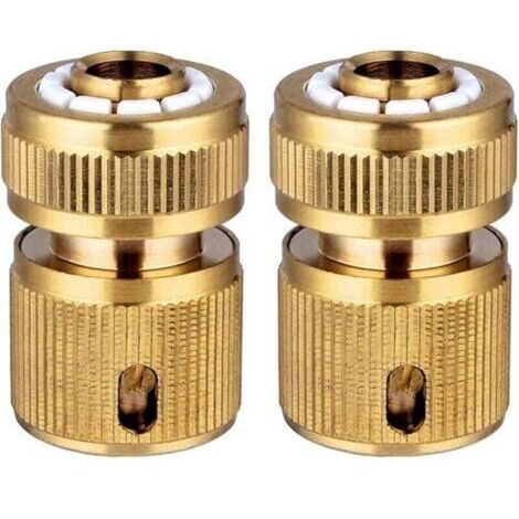 Set de 2 conectores rápidos para tubos de jardín de latón, conectores rápidos para tubos de jardín, conectores rápidos de 1/2". (1/4)