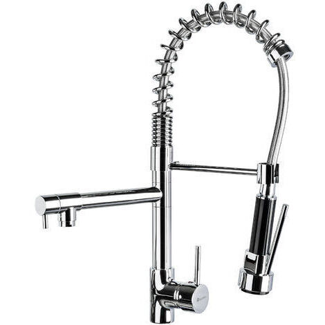 Profi Cocina Mezclador con Ducha Extensible y Tubos de Suministro – Plateado