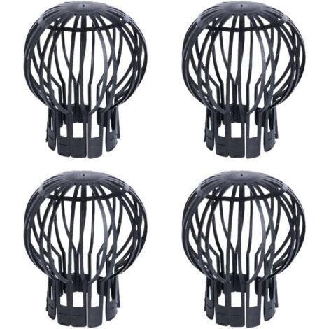 Set con 4 filtros de protección antirebose para canalones, negro, ligero y robusto, para salidas de aguas de suelo y techo así como para balcones y terrazas (1/4)