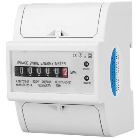 Medidor de kilovatios-hora, medidor de corriente electrónico de dos cables, medidor de corriente monofásico, medidor de corriente DIN para uso doméstico (20(80) A)