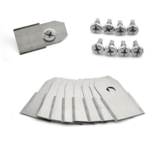 9 piezas, cuchillos para herramientas de jardín, cuchillos para robots cortacésped inteligentes, cuchillas de corte de acero inoxidable, 35 × 18 × 0,75 mm, color plateado, hoja semiluna con tornillo d (1/4)