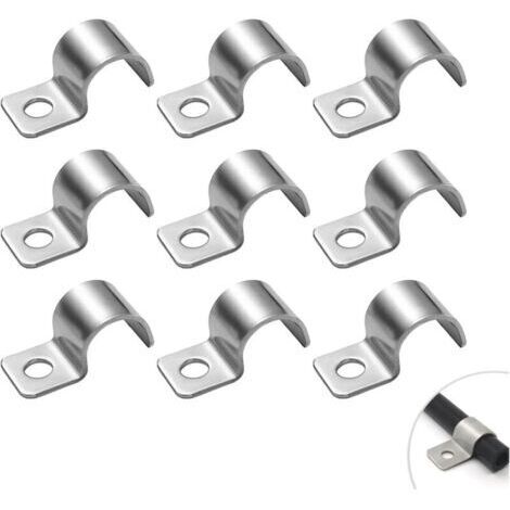 Juego de 10 abrazaderas metálicas – 16 mm – de acero inoxidable V2A 304 – para tuberías – de un solo orificio – para cables de 15 a 16,5 mm de diámetro – instalación detrás de la pared. (1/4)