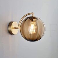Aplique de pared LED Ineasicer, globo de cristal coloreado, aplique dorado, soporte metálico, aplique de pared sencillo para dormitorio, salón, pasillo y restaurante (color: cristal ámbar)