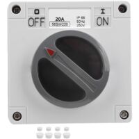 Interruptor impermeable IP66 de 250 V, selector giratorio de 2 posiciones, interruptor de encendido/apagado a prueba de polvo para uso en exteriores (2P20A)