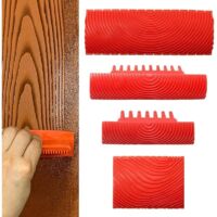Herramienta para vetear madera, herramienta de pintura de goma para decoración de paredes, juego de 4, rojo