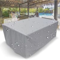 Cubierta para muebles de jardín, rectangular, 210D, cubierta protectora impermeable con cordón de ajuste para muebles de jardín, muebles de terraza y mesas de jardín, color plateado, 90 x 90 x 90 cm