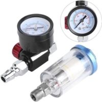 1/4" Pistola de pulverización de aire comprimido con regulador de presión + filtro separador de aceite, herramienta de corte