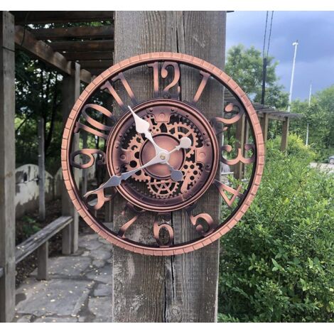 Grande orologio da giardino retrò, resistente alle intemperie, orologio da bagno, arredamento vintage, senza ticchettio