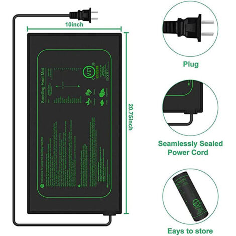 Tappetino riscaldante impermeabile per piante, serra per la germinazione, accelera la germinazione dei semi, cuscinetto riscaldante per rettili e anfibi, 21/30 Watt, 52 × 25 cm (1 pezzo - 21 W)