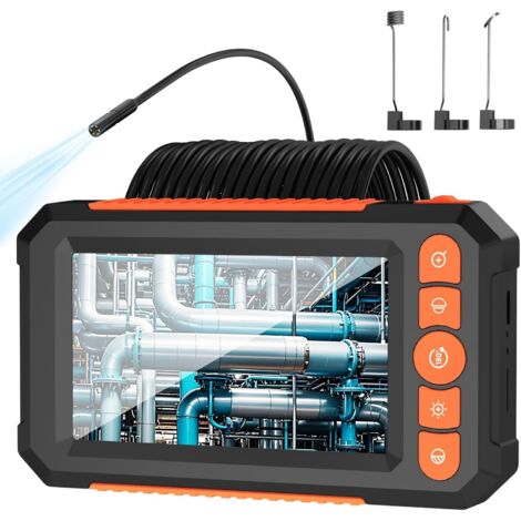 Telecamera endoscopica con illuminazione, telecamera endoscopica per ispezione HD 1092, dotata di schermo LCD da 4,3 pollici e 8 luci LED, cavo semirigido da 5 metri, endoscopio per fognature impermea