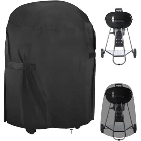 Copertura per barbecue, copertura rotonda per barbecue, protezione per barbecue da esterno, copertura per barbecue adatta alla maggior parte delle griglie, 77 x 90 cm, nero (1/4)