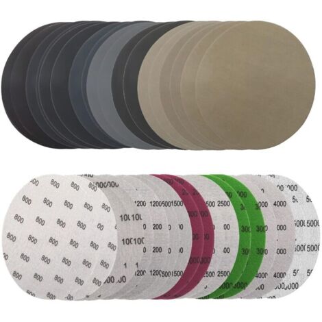 Set di 36 dischi di carta vetrata da 125 mm, dischi abrasivi rotondi, dischi abrasivi da 125 mm, dischi abrasivi a umido e a secco, grana 800/1000/1200/1500/2000/2500/3000/4000/5000 per dischi abrasiv (1/4)