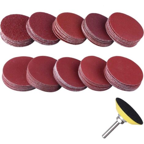 Set di dischi abrasivi da 25 mm, 100 pezzi, dischi abrasivi con grana 100, 180, 240, 1500, 3000, con disco abrasivo rotante Dremel per fresatura, incisione, molatura (1/4)