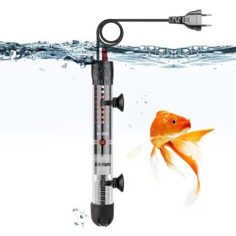 Aquarium heater 50 W, immersibile in vetro con temperatura regolabile, Aquarium heater con ventosa, termometro integrato e regolatore di temperatura esterno per acquari con capacità 20–60 l.